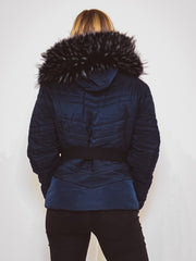 Padded Jacket With Detachable Buckle Belt