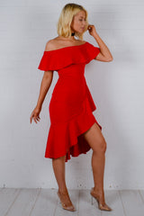 Wrap Over Frill Bardot Dress