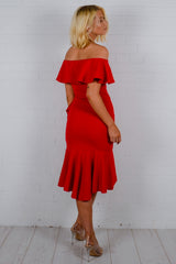 Wrap Over Frill Bardot Dress