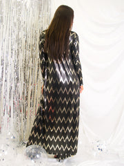 Gold Foil Chevron Print Longline Open Cardigan