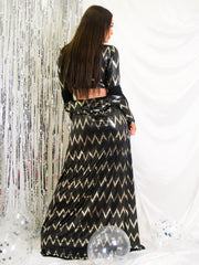 Gold Foil Chevron Print Longline Open Cardigan