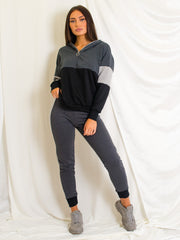 Contrast Colour Block Hoodie & Trouser Co-ord