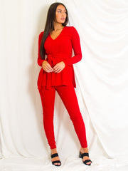 Ribbed Side Split Top & Trouser Co-ord