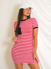 Striped T-Shirt Dress With Pocket