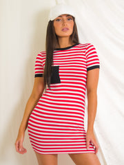 Striped T-Shirt Dress With Pocket