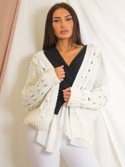 Cable Knit Detail Knitted Cardigan