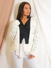 Cable Knit Detail Knitted Cardigan