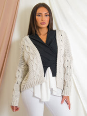 Cable Knit Detail Knitted Cardigan