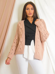 Cable Knit Detail Knitted Cardigan