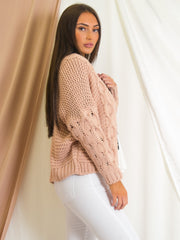 Cable Knit Detail Knitted Cardigan