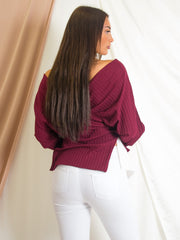 Wrap Over Ribbed Shirt Top