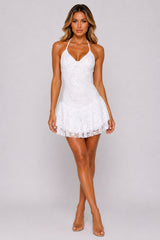 Lace Halter Neck Mini Dress
