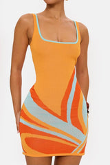 Abstract Knit Bodycon Mini Dress