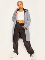 Onion Quilted Long Sleeves Longline Hooded Coat