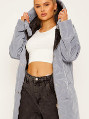 Onion Quilted Long Sleeves Longline Hooded Coat