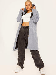 Onion Quilted Long Sleeves Longline Hooded Coat