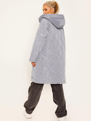 Onion Quilted Long Sleeves Longline Hooded Coat