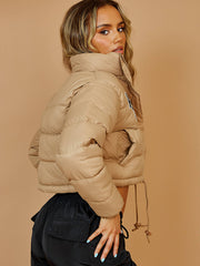 NYC Embroidered Cropped Puffer Jacket