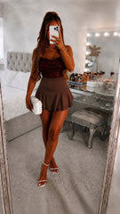 Multi -gelaagde franje mini skorts shorts shorts