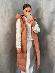 Longline Padded Hooded Gilet