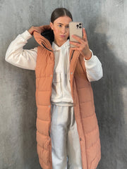 Longline Padded Hooded Gilet