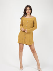 Knopfdetail gestricktes Jumper -Kleid