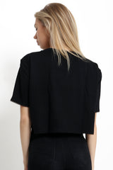 Applique Sequin Embellished Tiger Crop Top