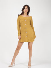 Knopfdetail gestricktes Jumper -Kleid