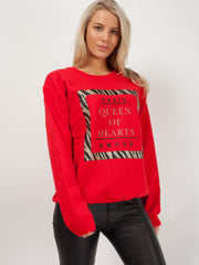 Queen Of Hearts Printed Sweatshirt Jumper