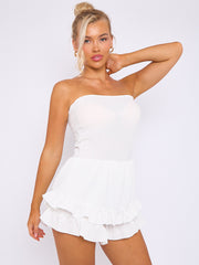 Textured Frill Detail Bandeau Playsuit