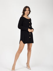 Knopfdetail gestricktes Jumper -Kleid