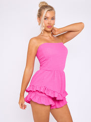 Textured Frill Detail Bandeau Playsuit