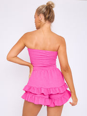Textured Frill Detail Bandeau Playsuit