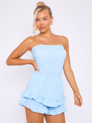 Textured Frill Detail Bandeau Playsuit