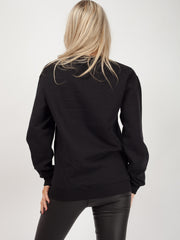 Bonjour Glitter Print Sweatshirt Jumper