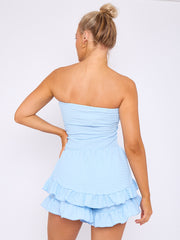 Textured Frill Detail Bandeau Playsuit