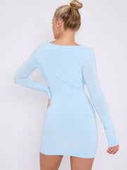 Draped Cowl Neck Slinky Dress