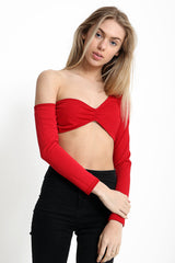 Long Sleeve One Shoulder Crop Top