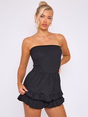 Textured Frill Detail Bandeau Playsuit