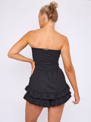 Textured Frill Detail Bandeau Playsuit