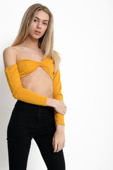 Long Sleeve One Shoulder Crop Top