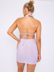 Lurex Halter Backless Top & Ruched Skirt Co-ord