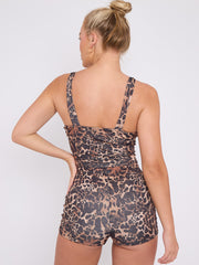 Leopard Print Padded Crop Top & Shorts Co-ord