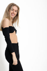 Long Sleeve One Shoulder Crop Top