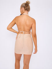 Lurex Halter Backless Top & Ruched Skirt Co-ord