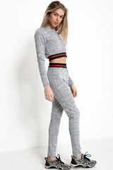 Red And Green Striped Waist Loungewear Set