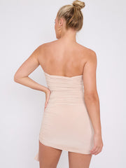 Cut Out Knot Front Bandeau Bodysuit & Mini Skirt Co-ord