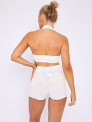 Strukturiertes Backless Halter Top & Shorts Co-ord