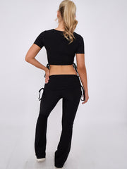 Ruched Crop Top & Fold Over Flared Trouser Co-ord