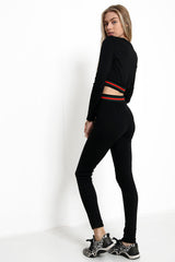 Red And Green Striped Waist Loungewear Set